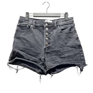 Abercrombie & Fitch High Rise 4" Cut Off Short Black Denim Jean Short 8 Sz 29